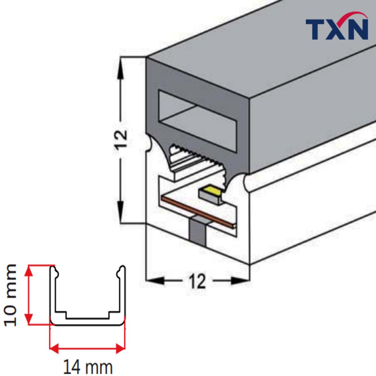 TXN-1212-3S 2021 High Quality Three Side Top Lighting LED Neon Tube Light